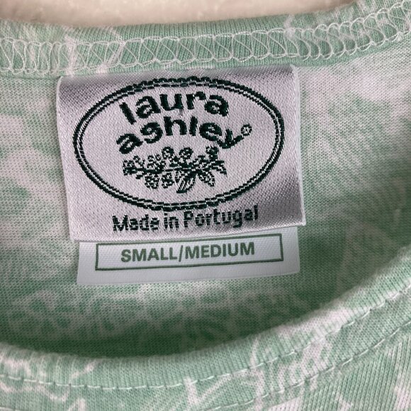 Laura Ashley Vintage Green & White Midi Pullover Drop Waist Sun Dress Sz S/M - Picture 9 of 9